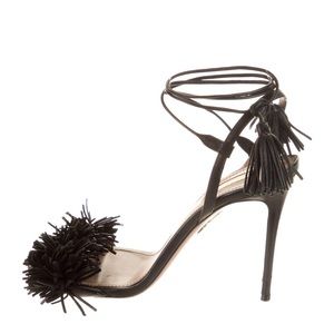 Aquazzura Black Tassel Heels